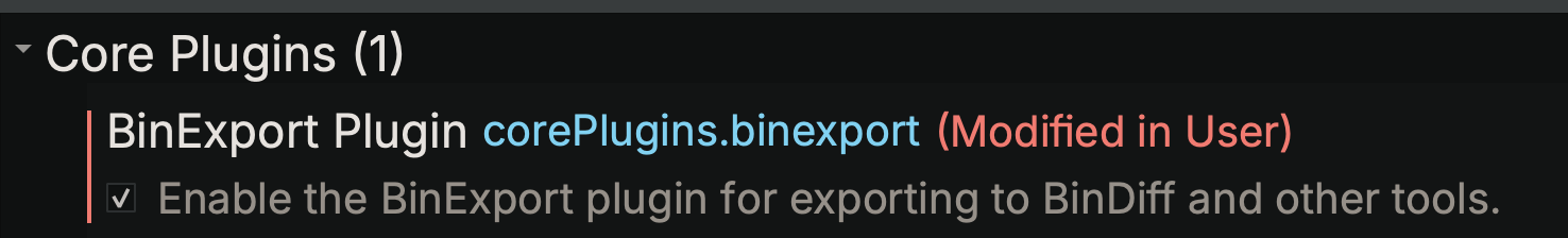 BinExport Setting >