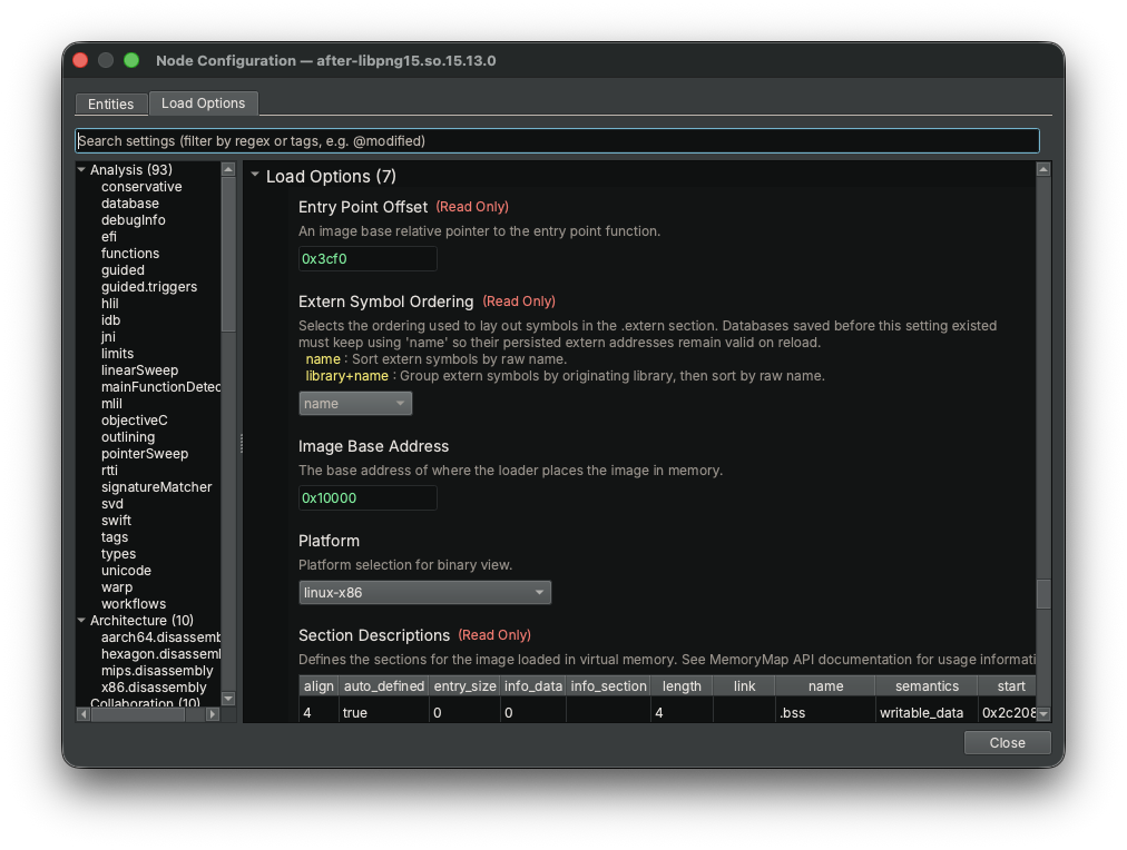 Set load options in Node Configuration Set load options in Node Configuration