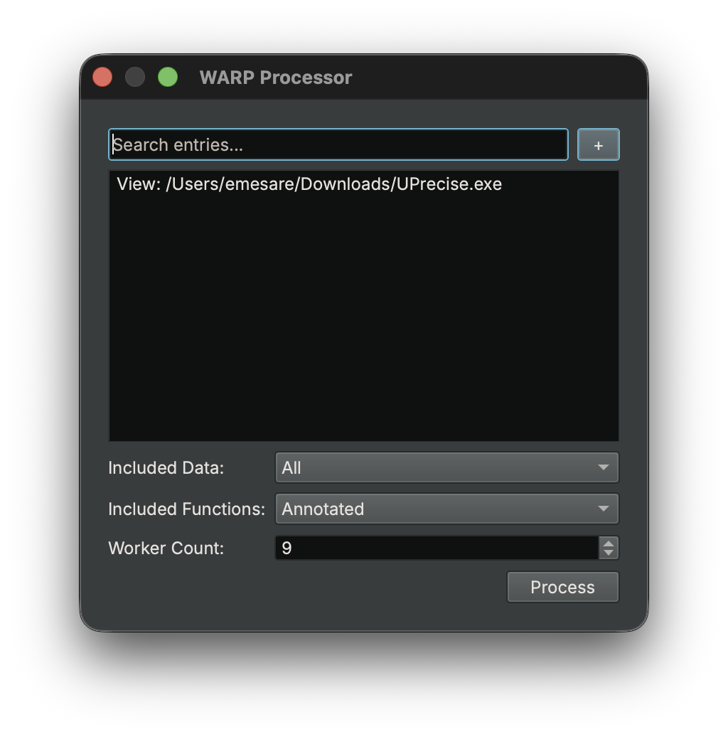 Processor Dialog